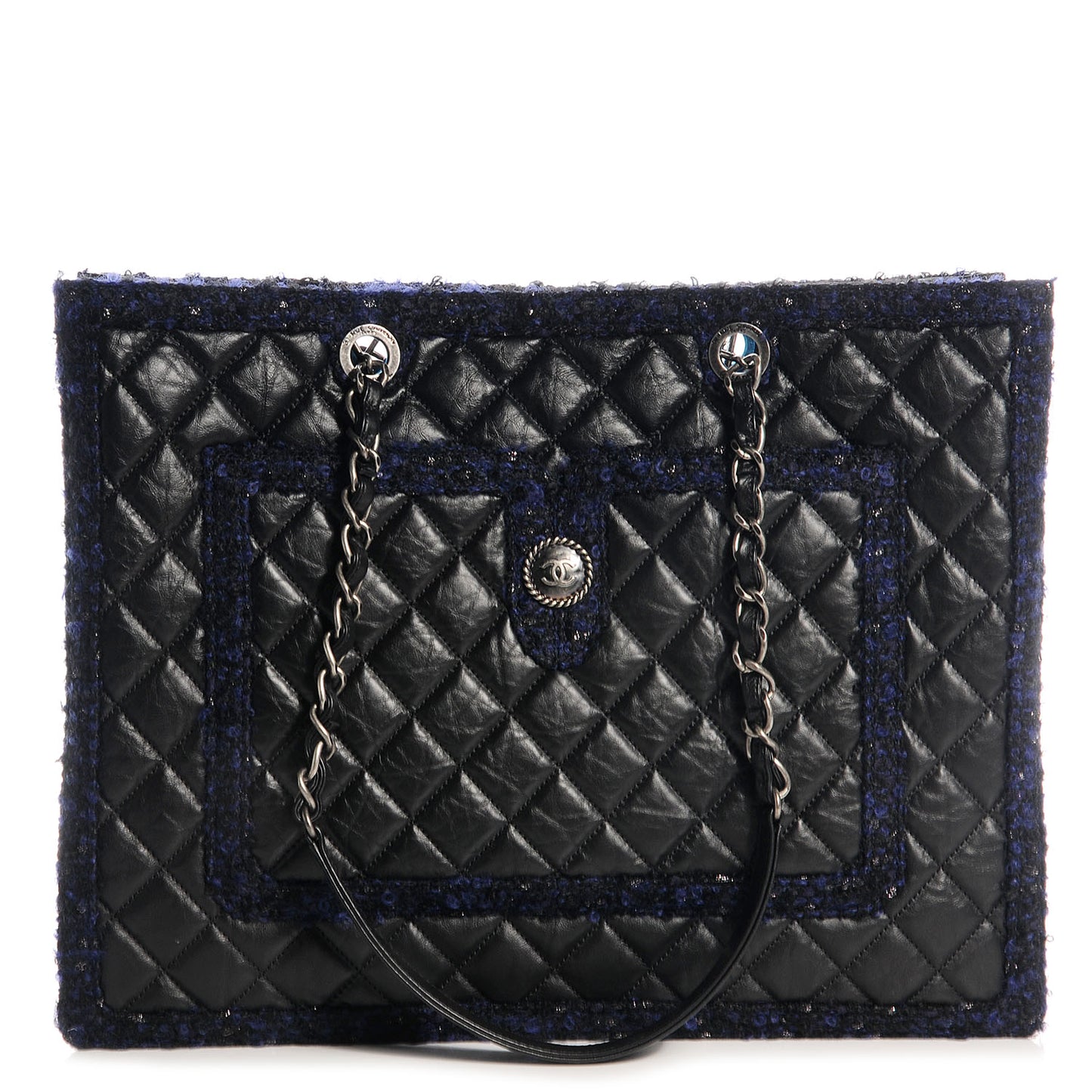 Calfskin Tweed Large Secrets Tote Black