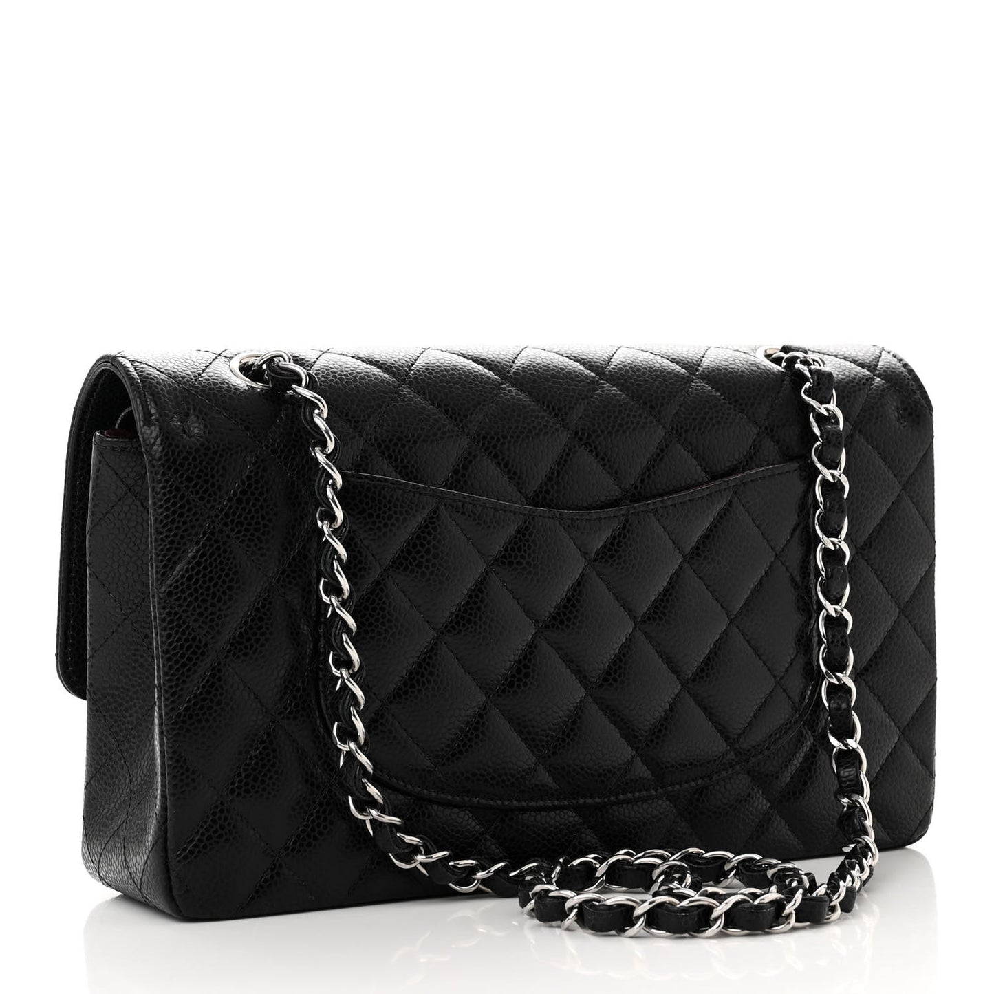 Caviar Quilted Medium Double Flap Black