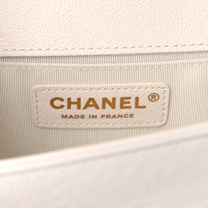 Chanel Caviar Chevron Quilted Small Boy Flap White 6 of 10