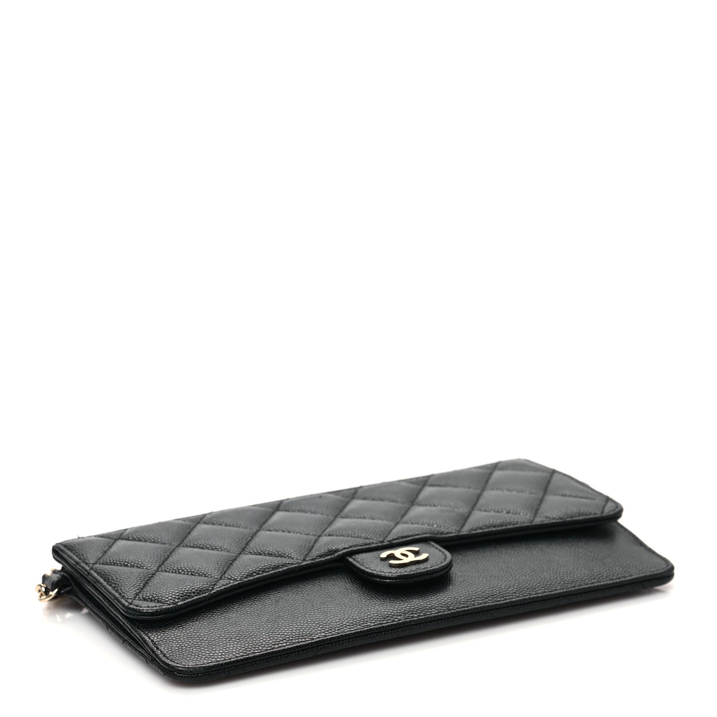 Caviar Quilted Classic Pouch With Handle Black