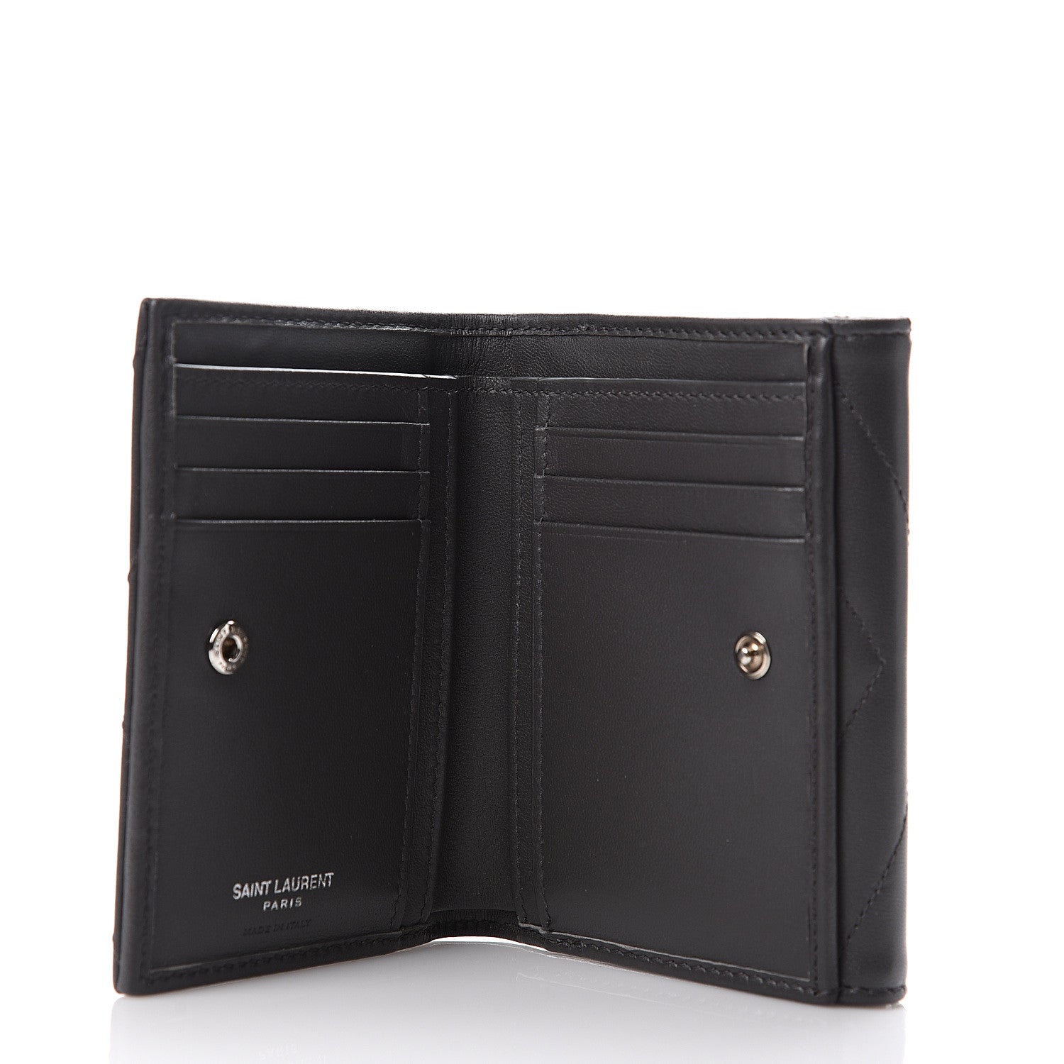 Saint Laurent Lambskin Y Quilted Monogram Compact Loulou Wallet Asphalt 4 of 7