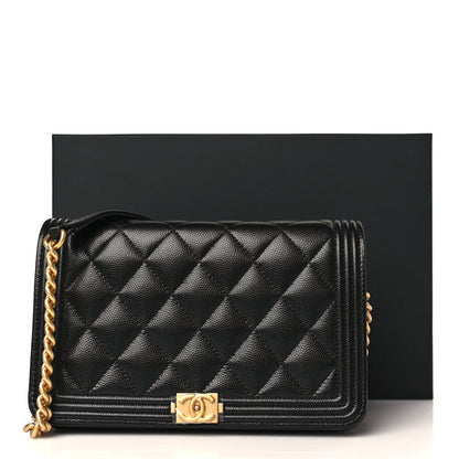 Chanel Caviar Quilted Boy Wallet On Chain WOC Black 11 of 11