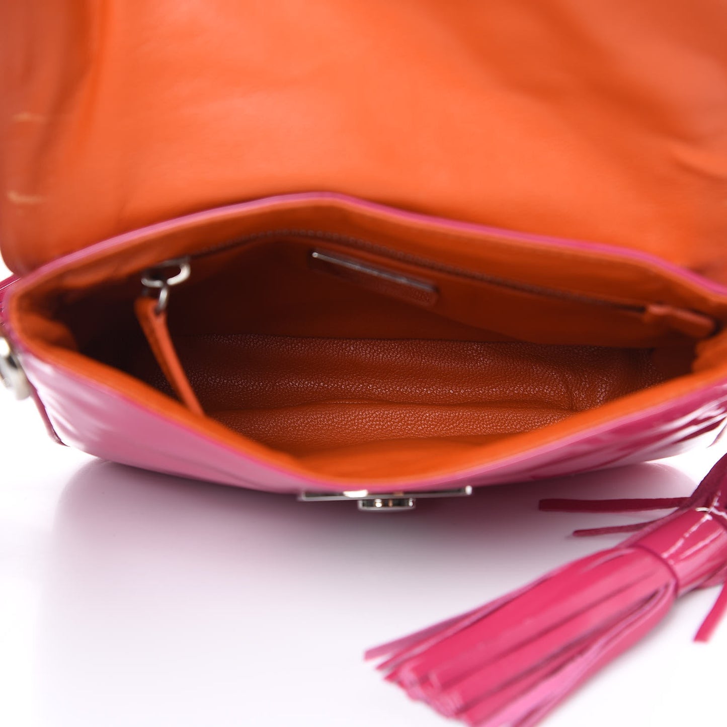 Vernice Circle Tassel Shoulder Bag Fuxia