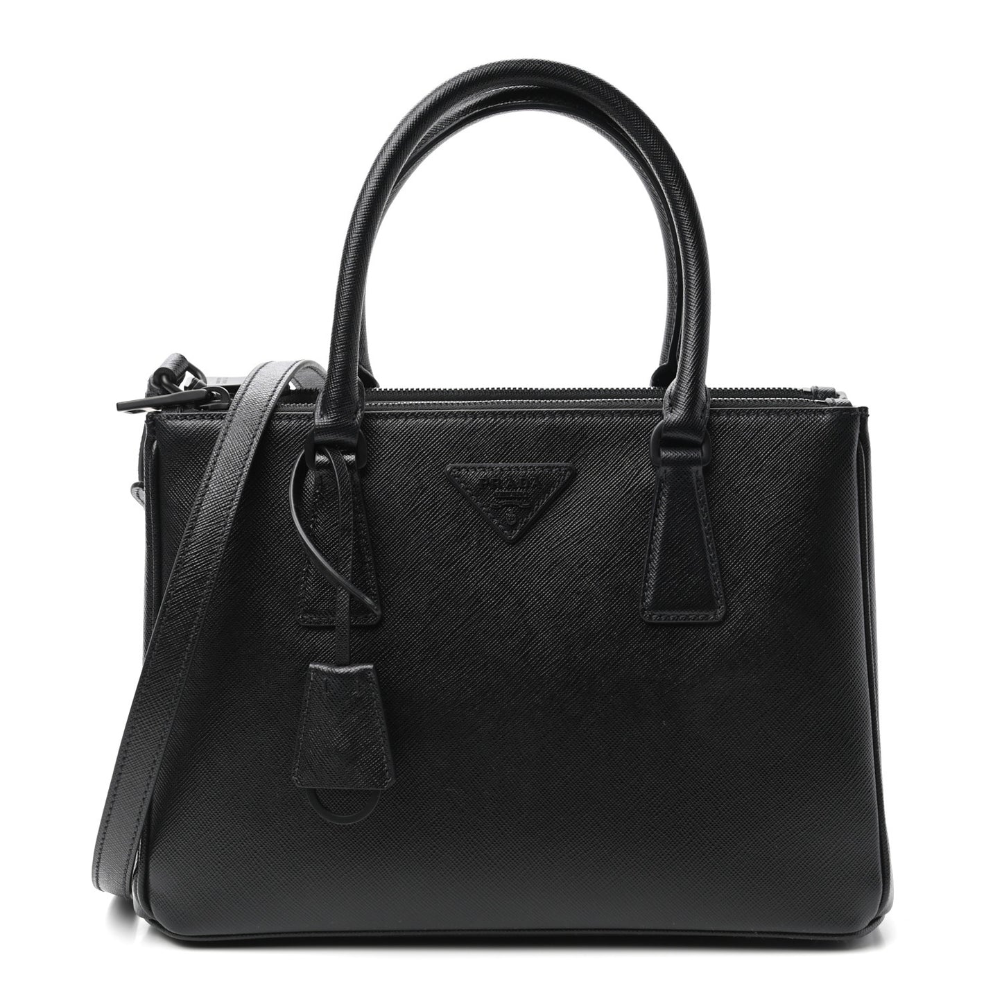 Saffiano Small Galleria Double Zip Tote Black