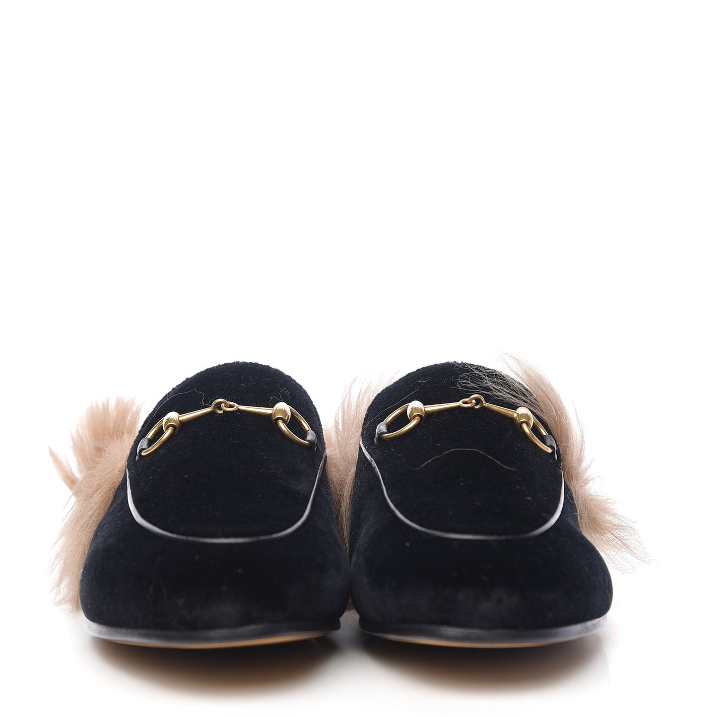 Velvet Fur Womens Princetown Slippers 39 Black