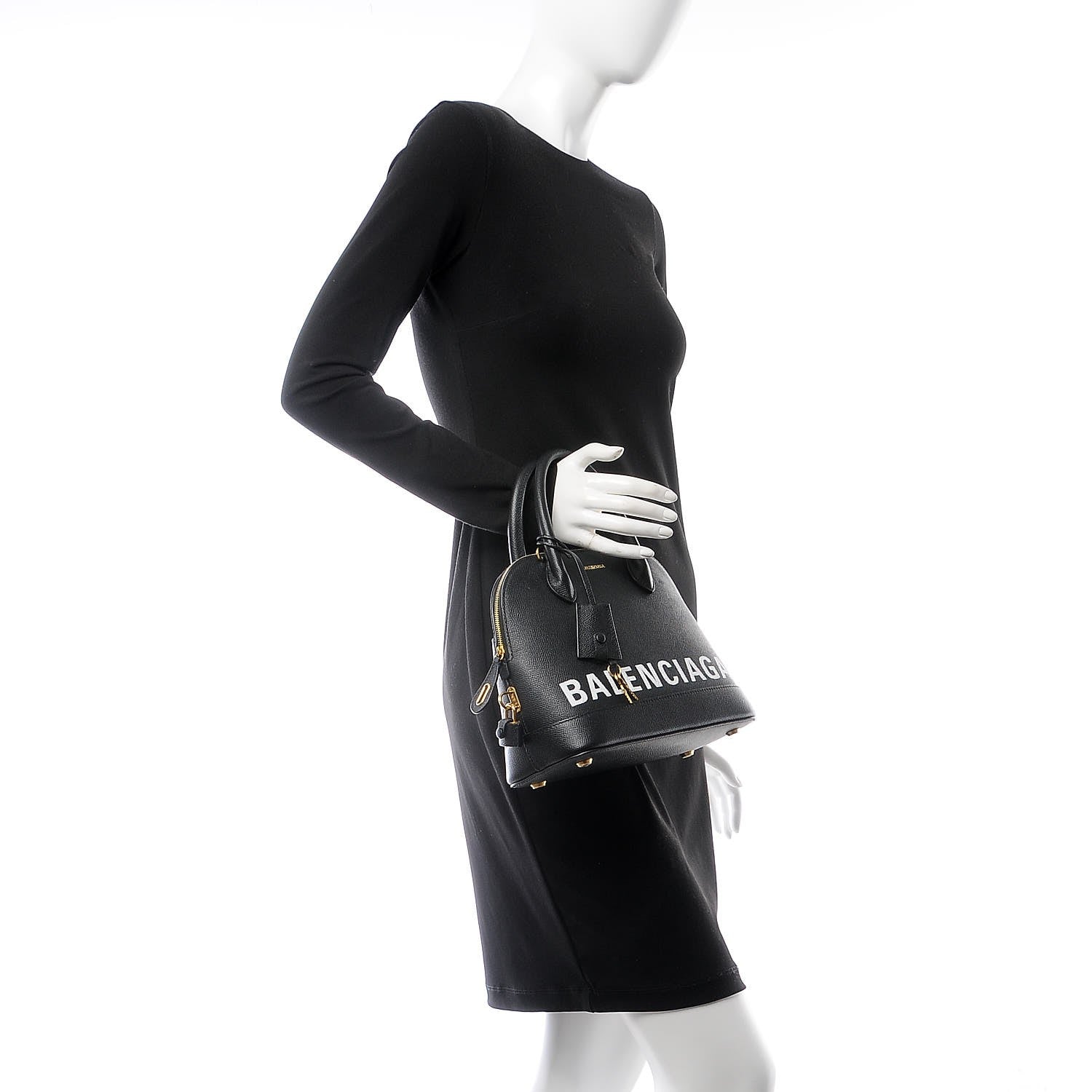 Balenciaga Signature Grained Calfskin Logo S Ville Top Handle Bag Black 3 of 9