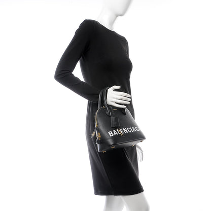 Balenciaga Signature Grained Calfskin Logo S Ville Top Handle Bag Black 3 of 9