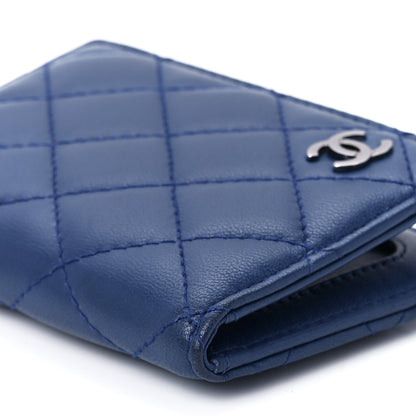 Chanel Lambskin Quilted CC Card Holder Wallet Blue 12 of 16