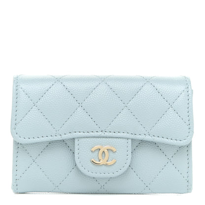 Chanel Caviar Quilted Flap Card Holder Wallet Light Blue 1 of 13