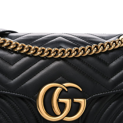 Gucci Calfskin Matelasse Small GG Marmont Shoulder Bag Black 8 of 11