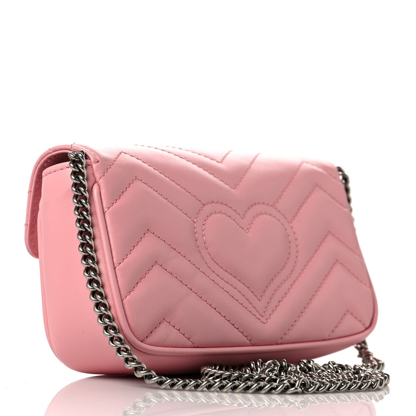 Calfskin Matelasse Super Mini GG Marmont Shoulder Bag Wild Rose
