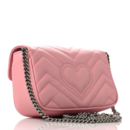 Gucci Calfskin Matelasse Super Mini GG Marmont Shoulder Bag Wild Rose 3 of 8