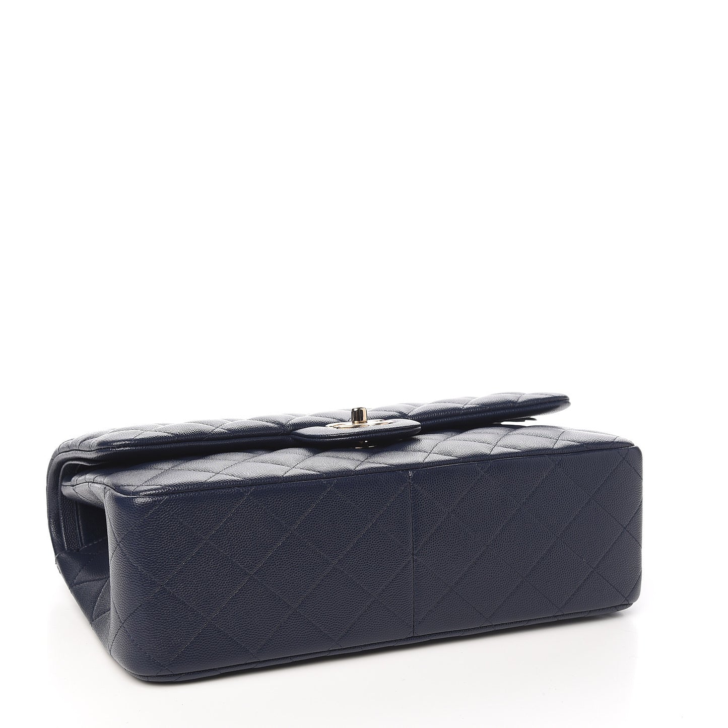 Caviar Quilted Jumbo Double Flap Navy Blue