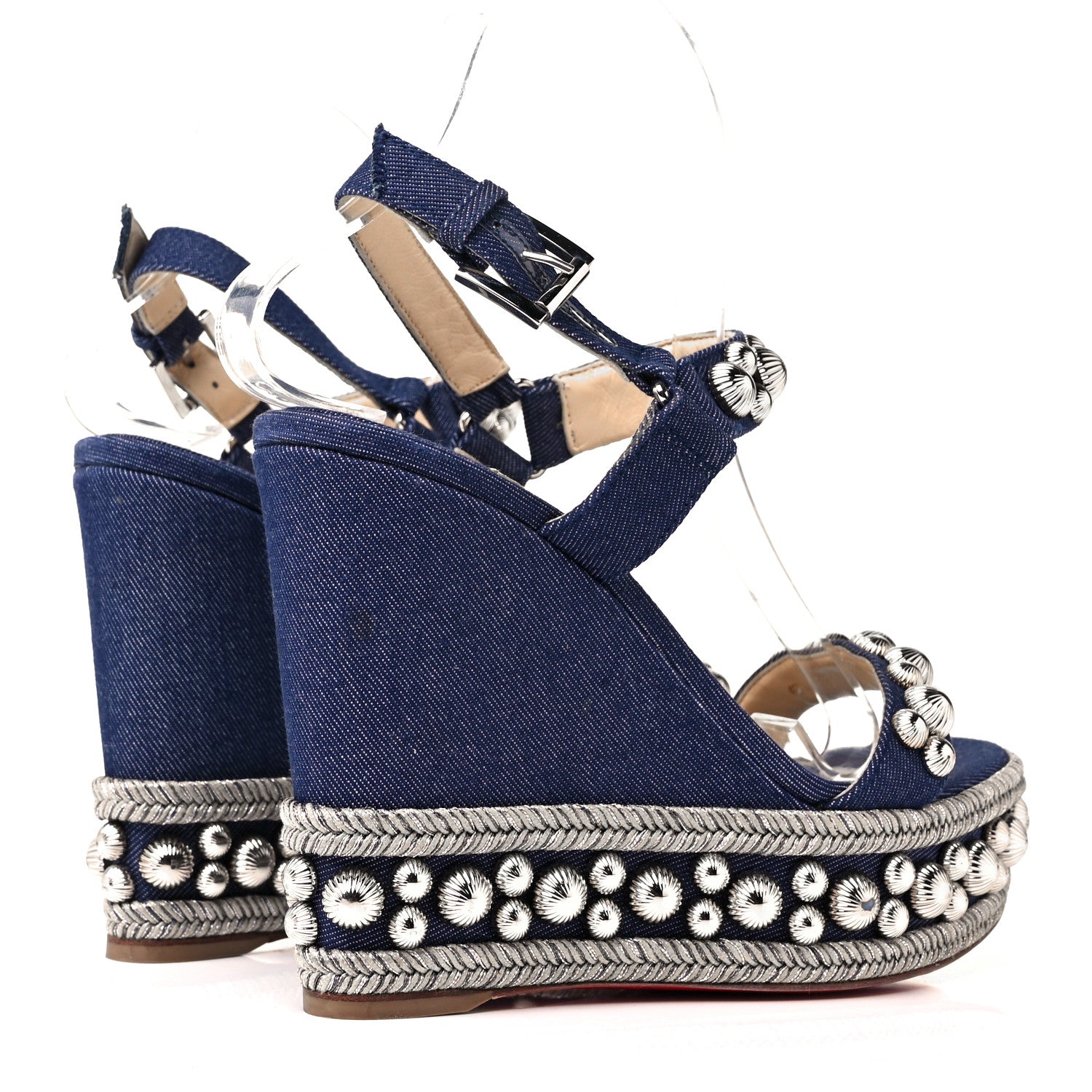 Christian Louboutin Denim Rondaclou Wedge Sandals 36 Denim 4 of 7