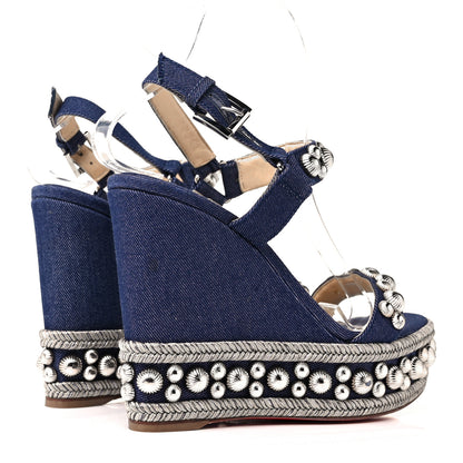 Christian Louboutin Denim Rondaclou Wedge Sandals 36 Denim 4 of 7