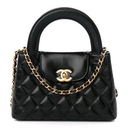 Chanel Shiny Aged Calfskin Quilted Nano Kelly Shopper Black 1 of 11