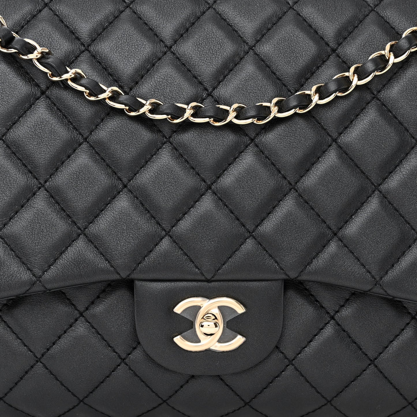 Calfskin Quilted Small XXL Travel Flap Bag Black