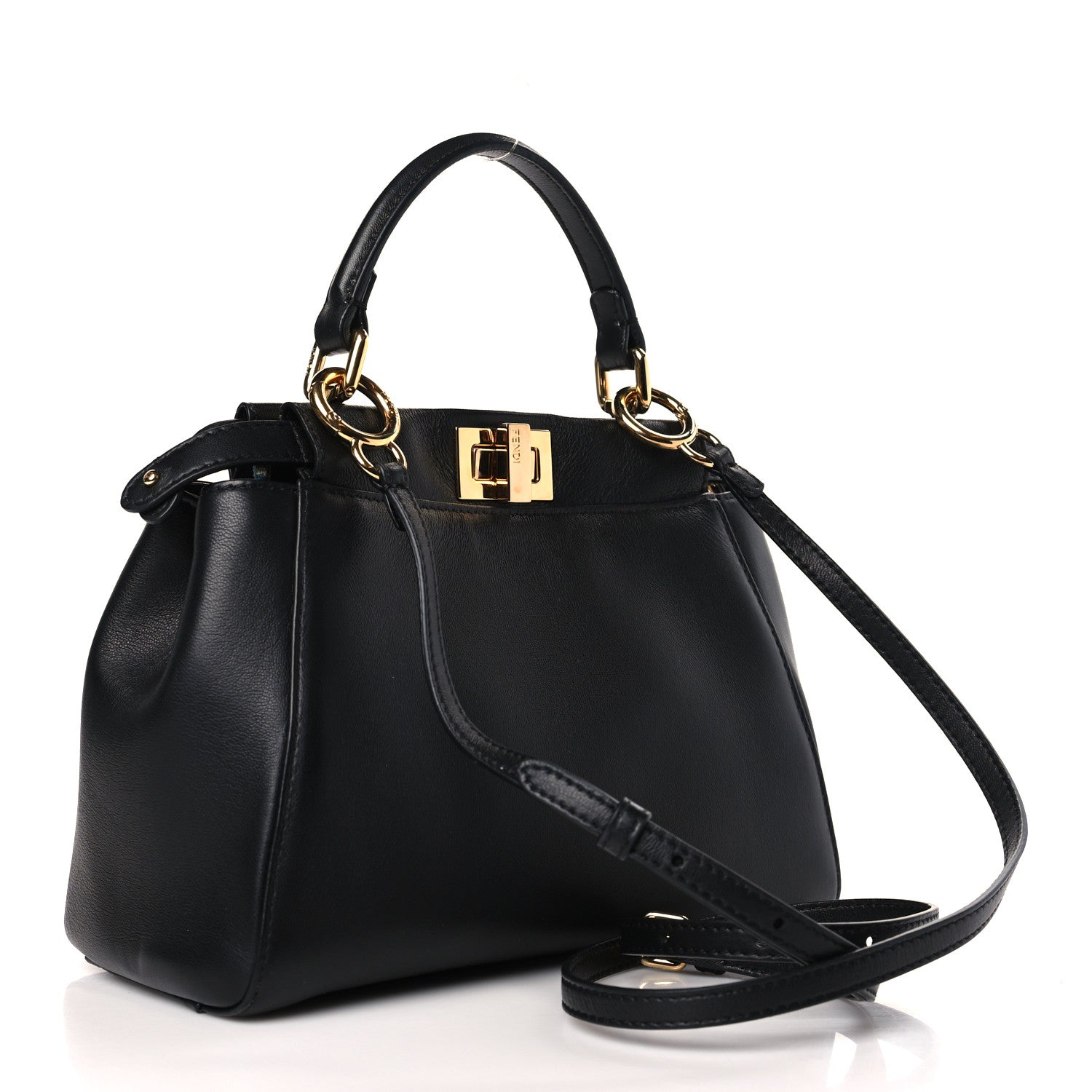 Fendi Nappa Mini Peekaboo Iconic Satchel Black 3 of 10