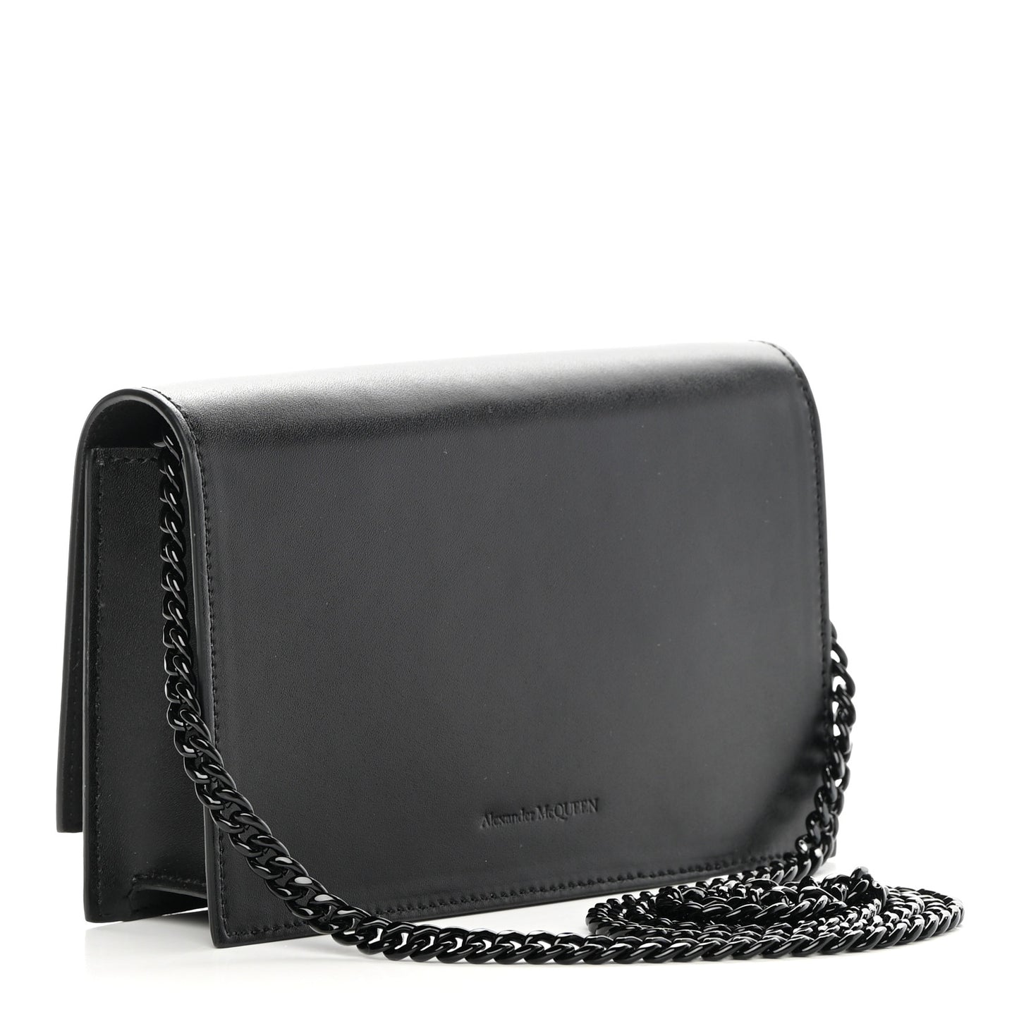Calfskin Mini Skull Chain Crossbody Bag Black