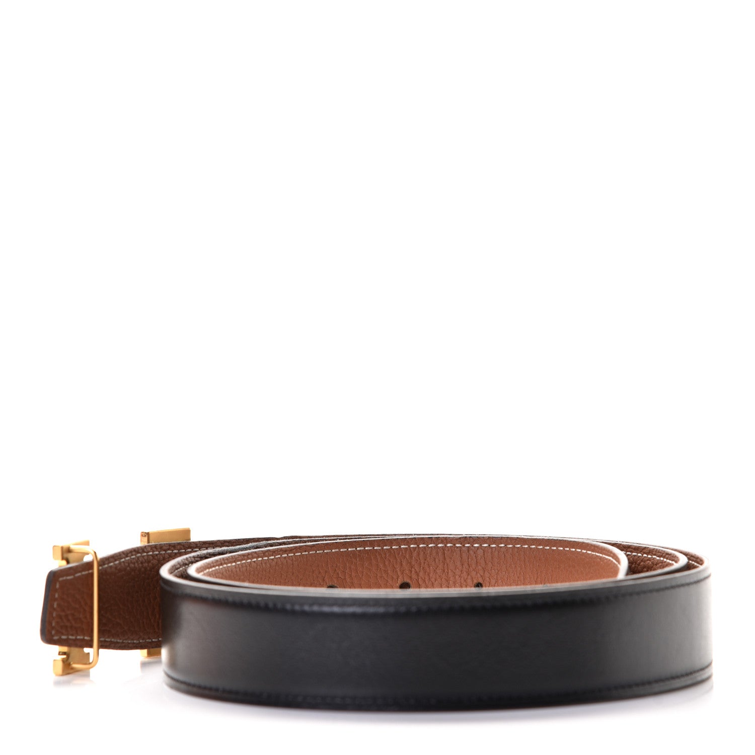 Hermes Box Togo 32mm Martelee H Belt 110 Black Gold 2 of 3