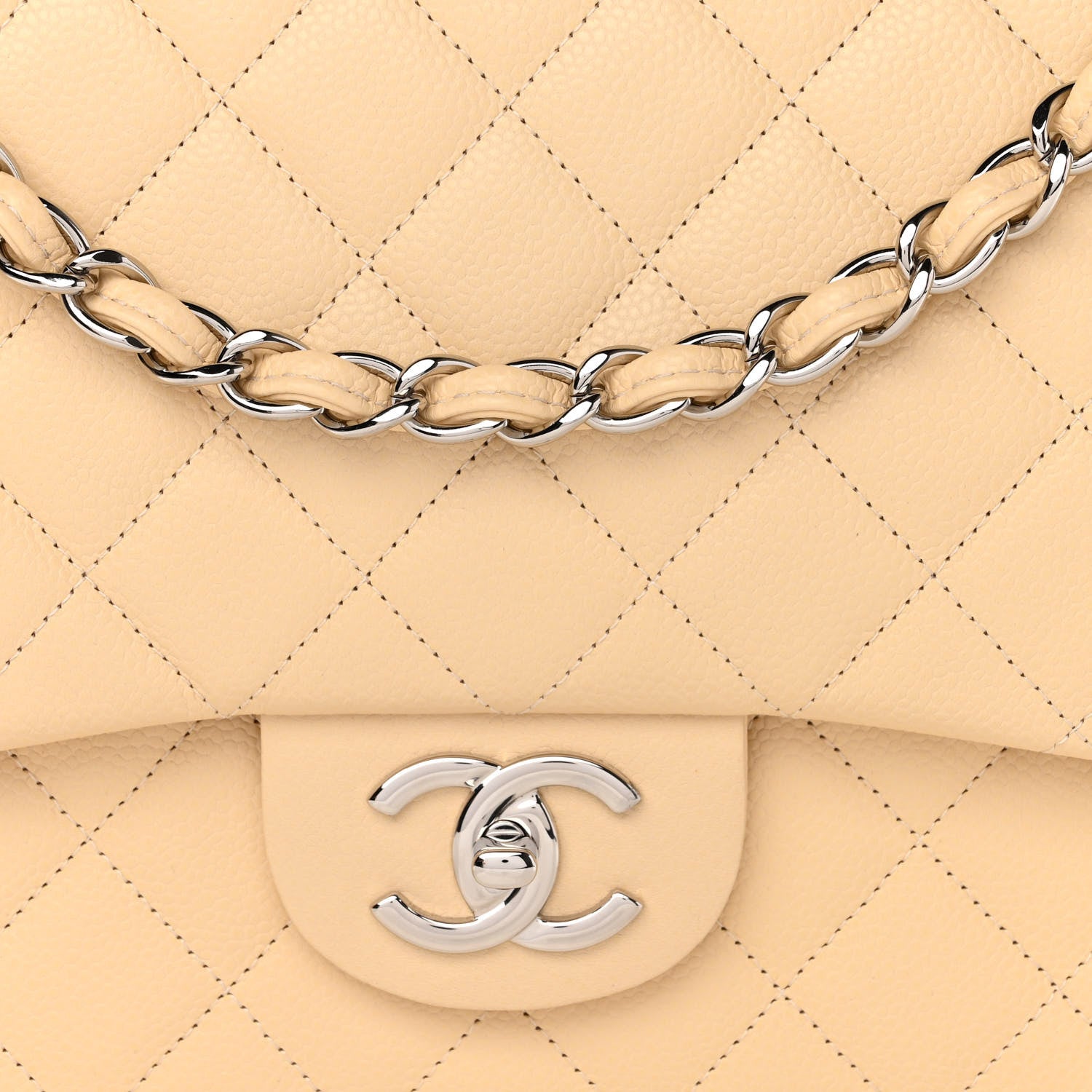 Chanel Caviar Quilted Maxi Double Flap Beige 7 of 9