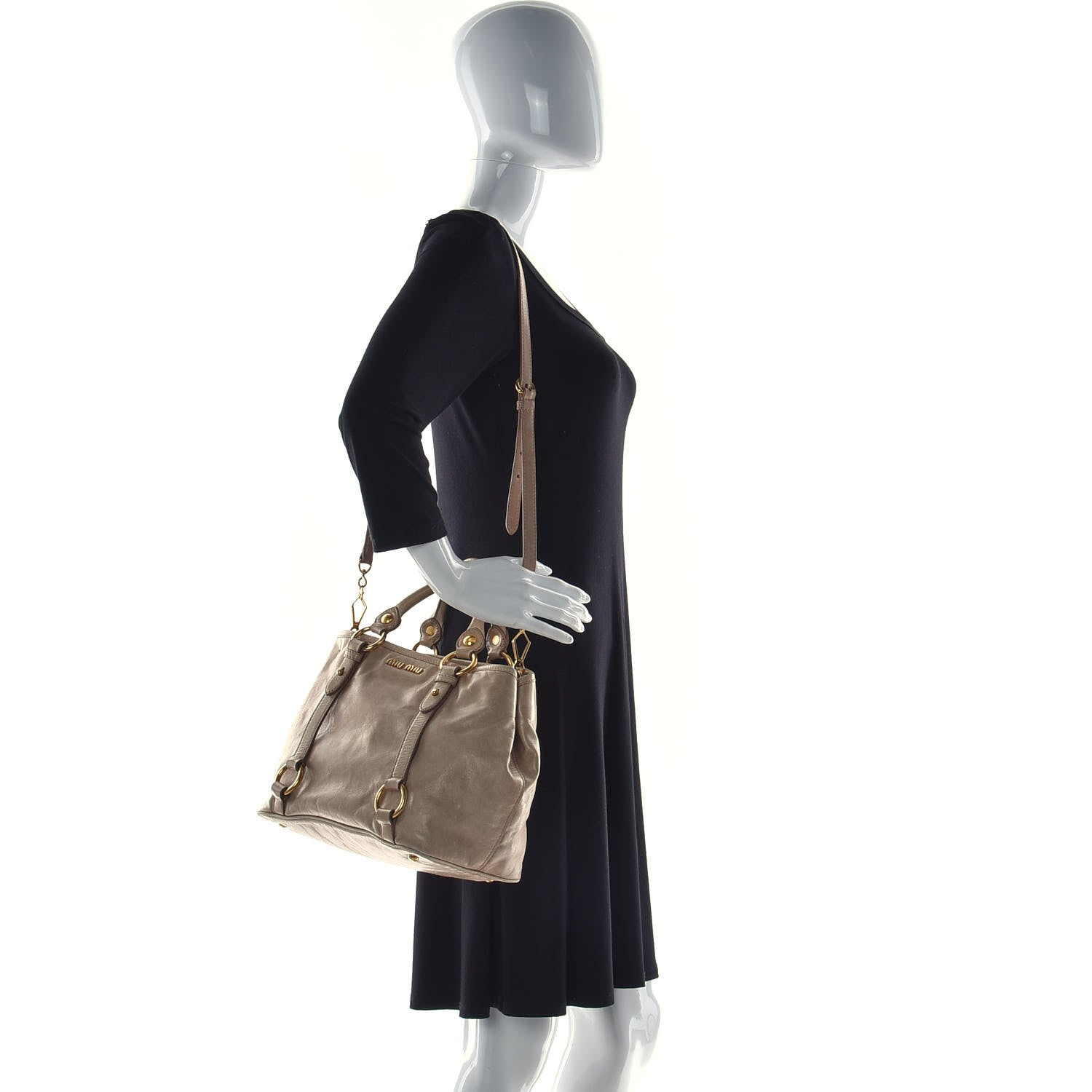 Miu Miu Vitello Shine Tote Beige 3 of 16