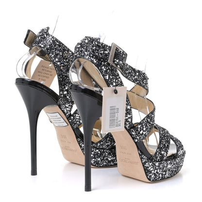 Jimmy Choo Coarse Glitter Fab Pumps 35.5 Silver 3 of 8