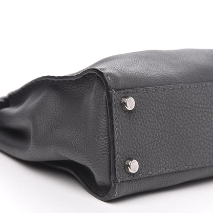 Fendi Cuoio Romano Selleria Bi-Color Medium Peekaboo Iconic Satchel Asfalto Latte 9 of 10