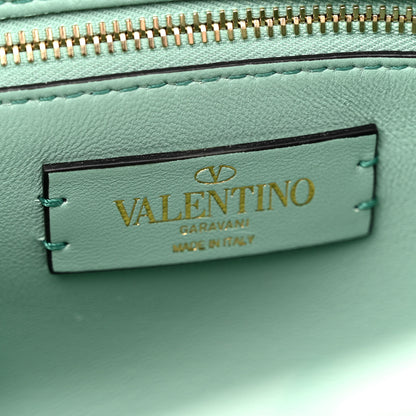 Valentino Garavani Nappa Enamel Monochrome Medium Roman Stud Shoulder Bag Morning Dew 6 of 18