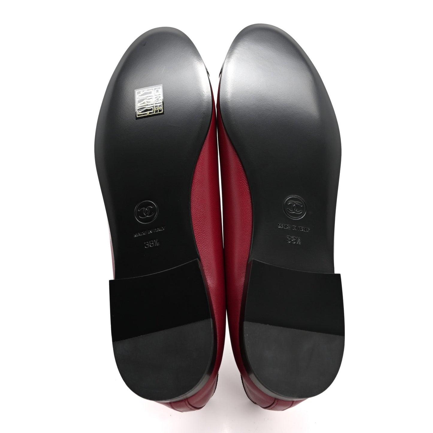 Lambskin Cap Toe CC Ballerina Flats 38.5 Burgundy Black