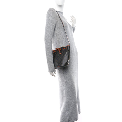 Celine Triomphe Canvas Calfskin Small Drawstring Bucket Bag Tan 2 of 9