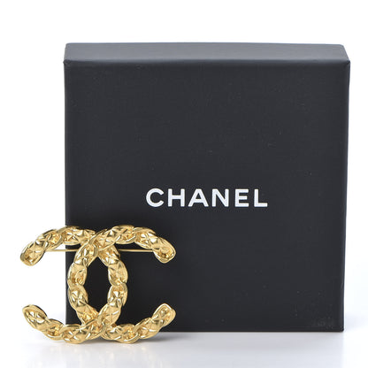 Chanel Quilted CC Brooch Gold 4 of 4
