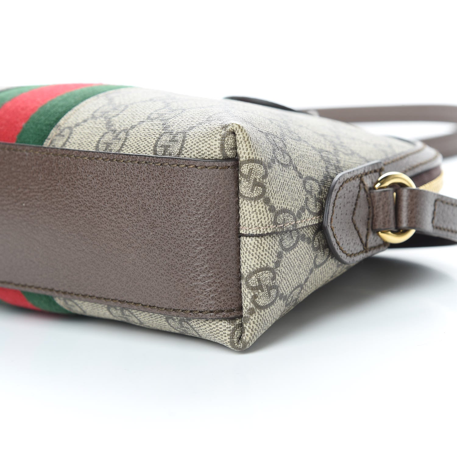 Gucci GG Supreme Monogram Textured Dollar Calfskin Web Small Ophidia Dome Shoulder Bag Beige Ebony New Acero 10 of 10