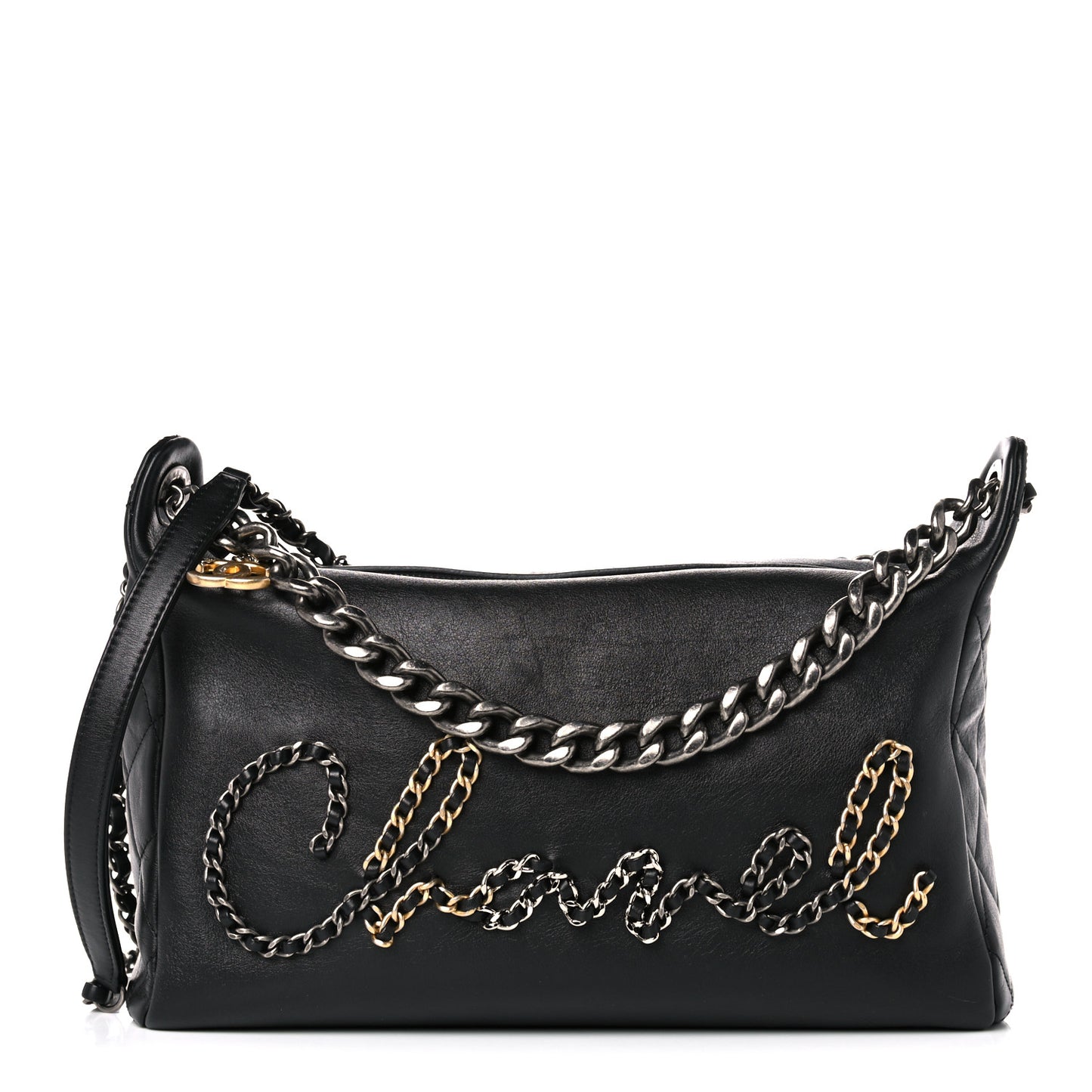 Calfskin Chain 20s Signature Hobo Black