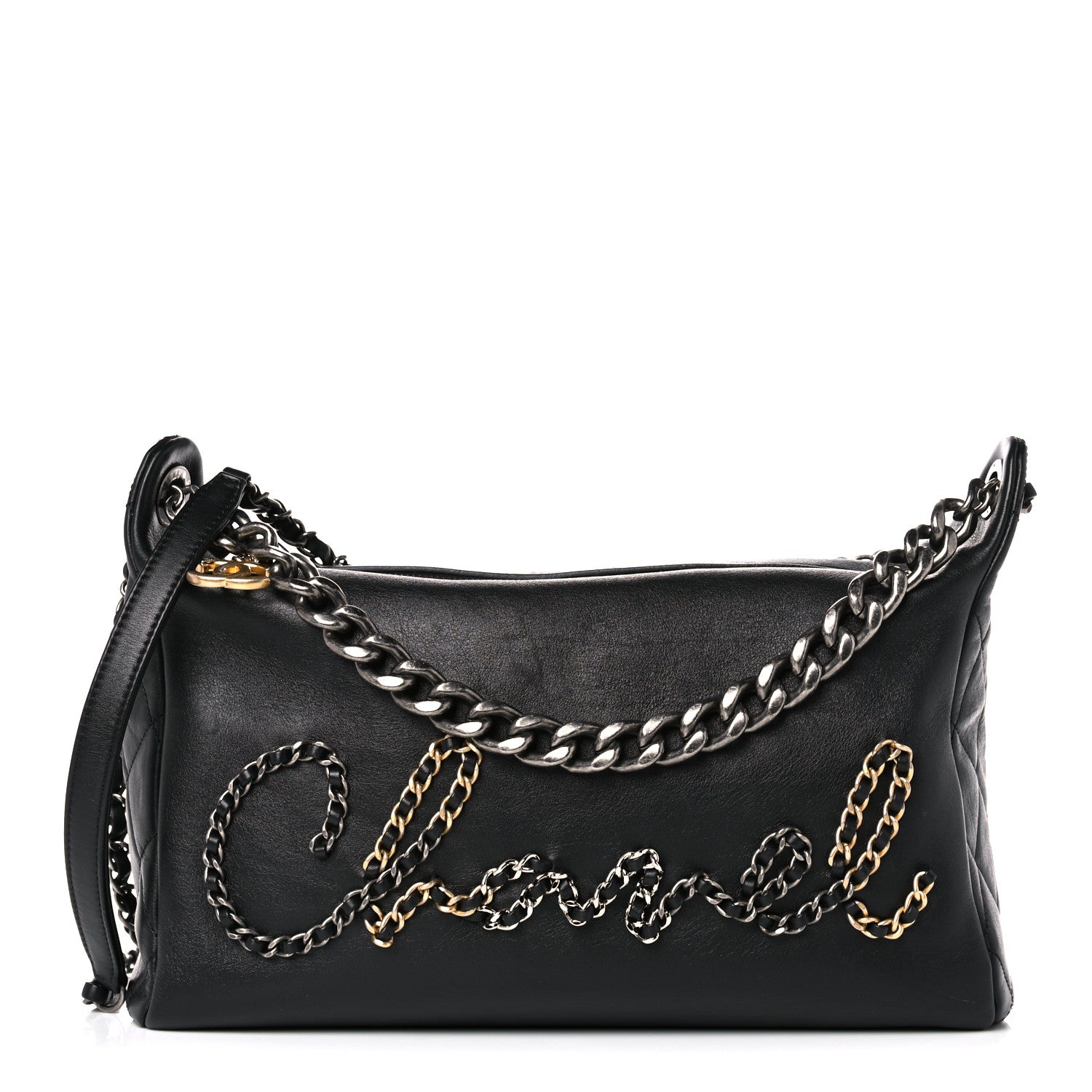 Chanel Calfskin Chain 20s Signature Hobo Black 1 of 14