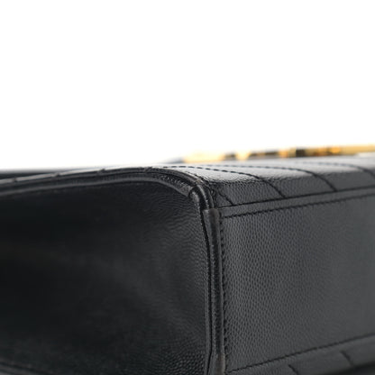 Saint Laurent Grain De Poudre Matelasse Chevron Large Monogram Satchel Black 16 of 17