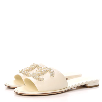 Chanel Calfskin Pearl CC Mules 40.5 Ivory 3 of 10