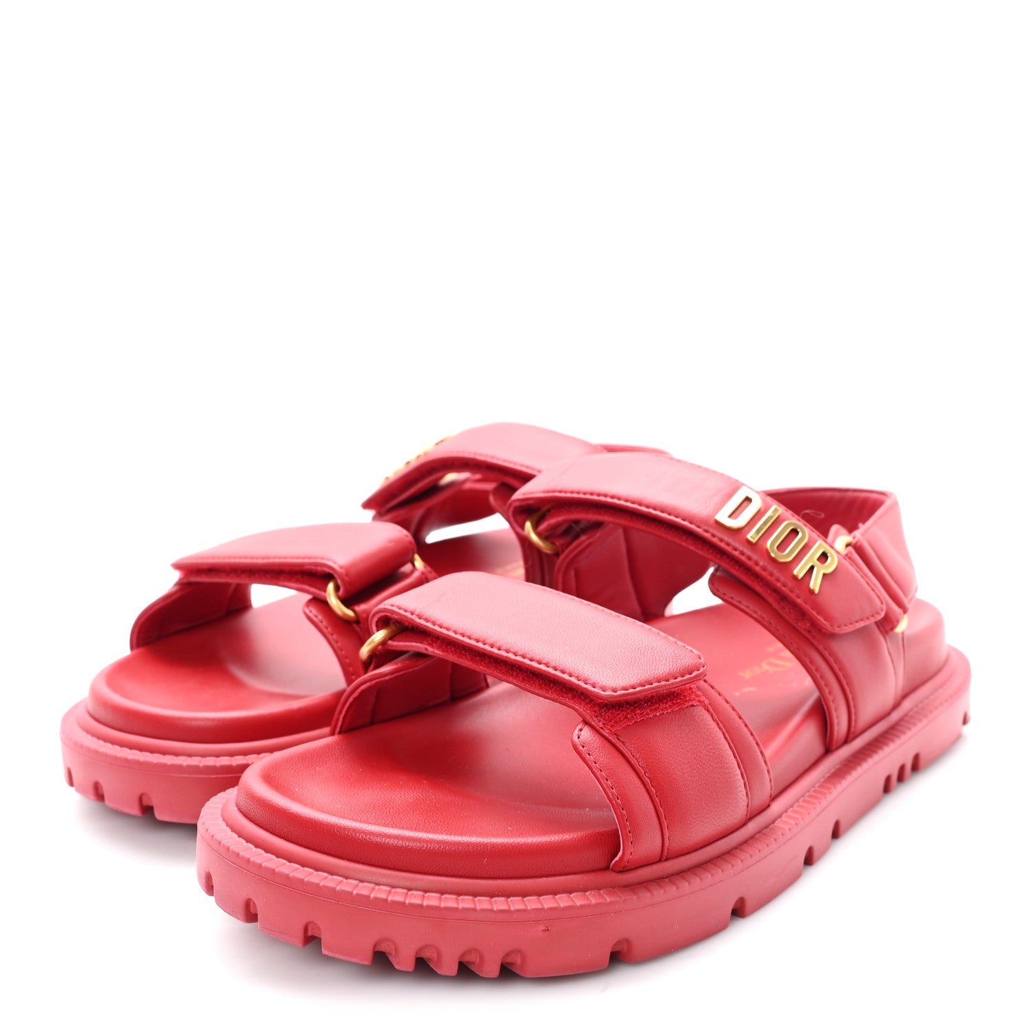 Christian Dior Lambskin Dioract 10mm Sandals 37.5 Raspberry 4 of 10