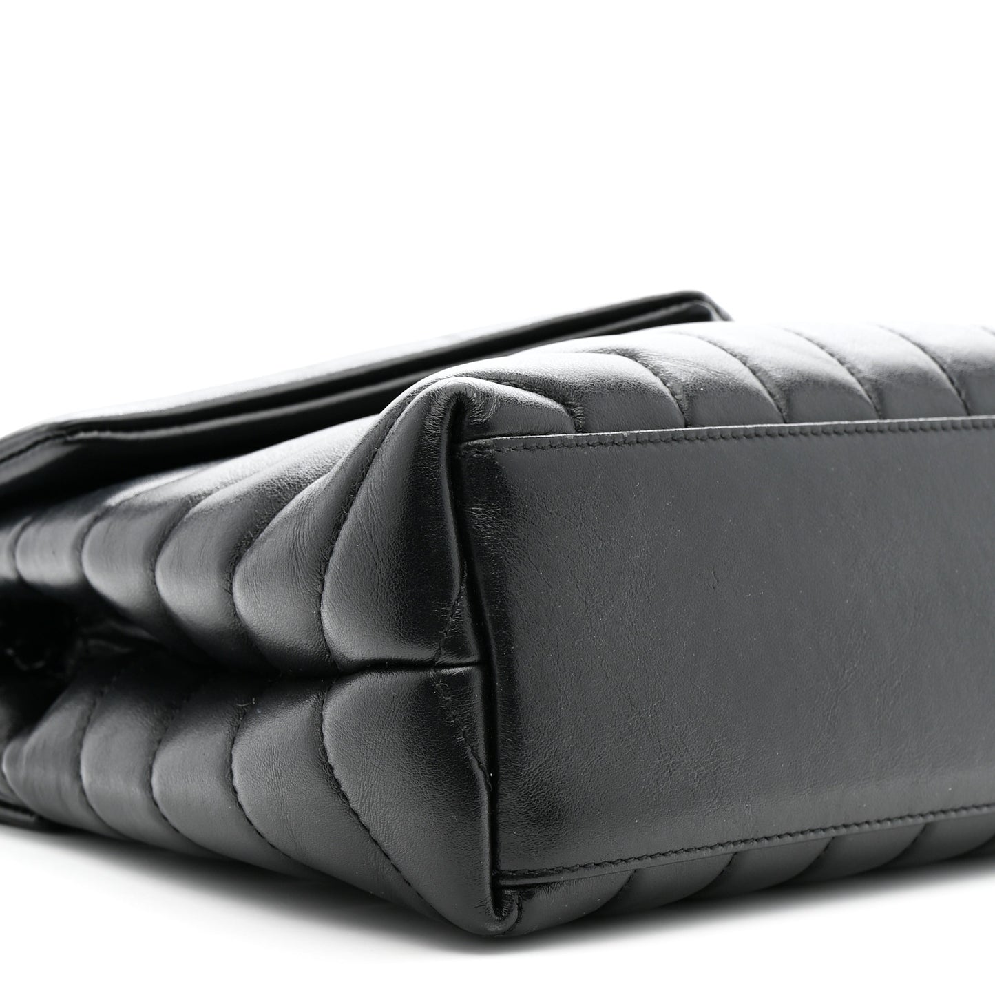 Calfskin Y Quilted Monogram Monochrome Small Loulou Chain Satchel Black