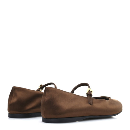 Prada Satin Triangle Ballerina Flats 40 Tabacco 5 of 10