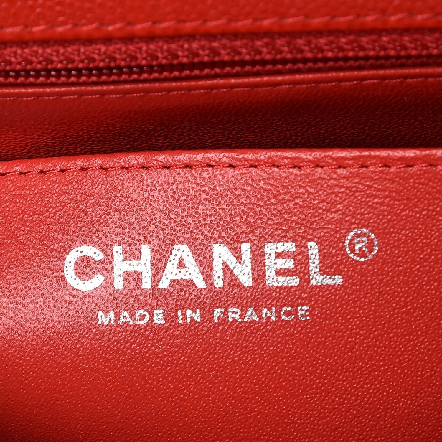 Chanel Caviar Chevron Quilted Mini Rectangular Flap Red 6 of 8