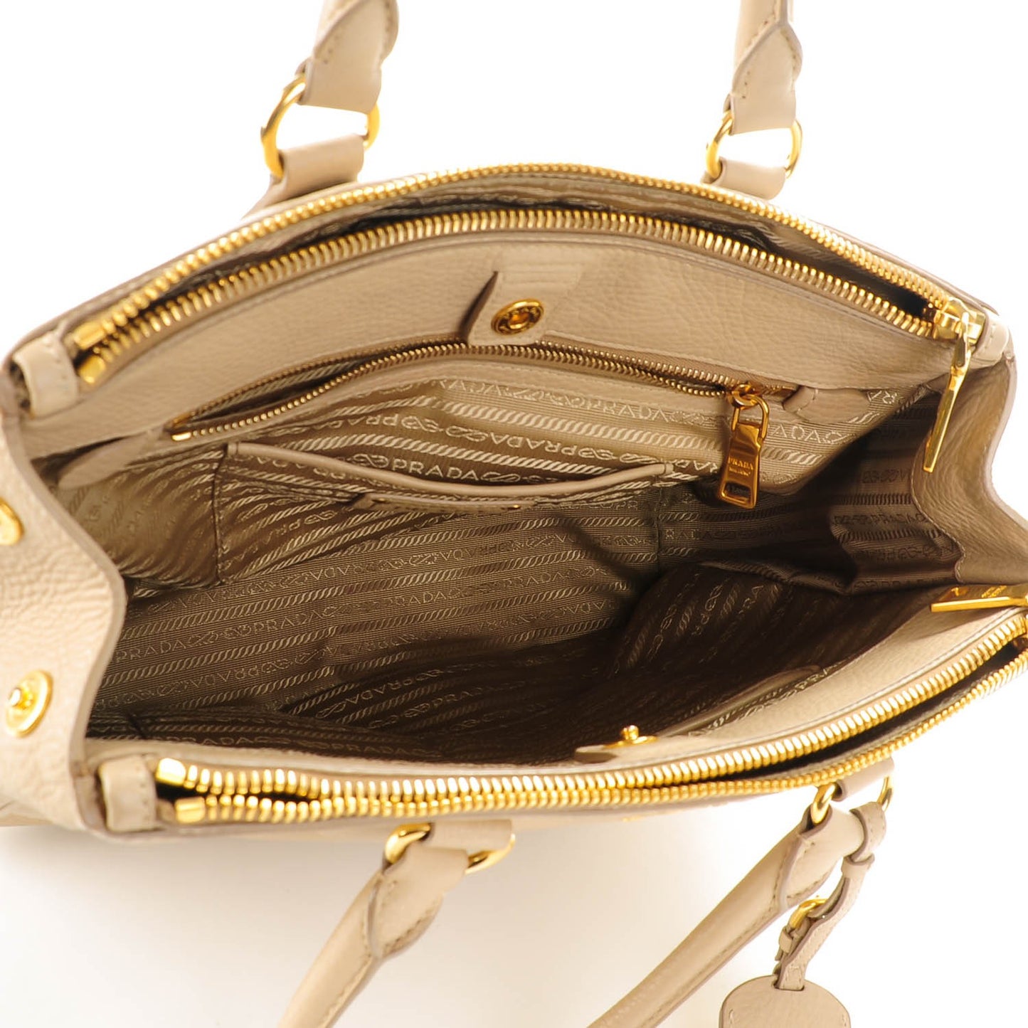 Vitello Daino Large Double Zip Tote Sabbia