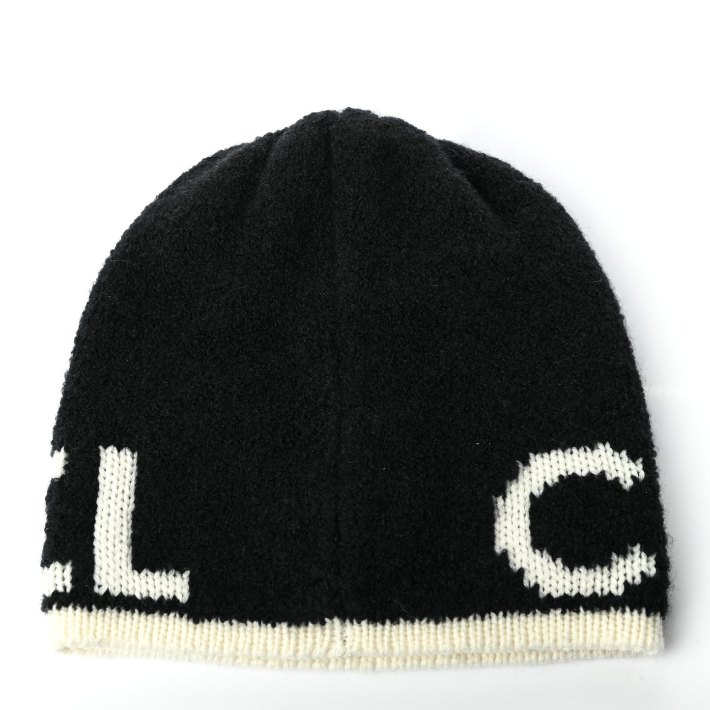 Cashmere Logo Beanie Hat Black White