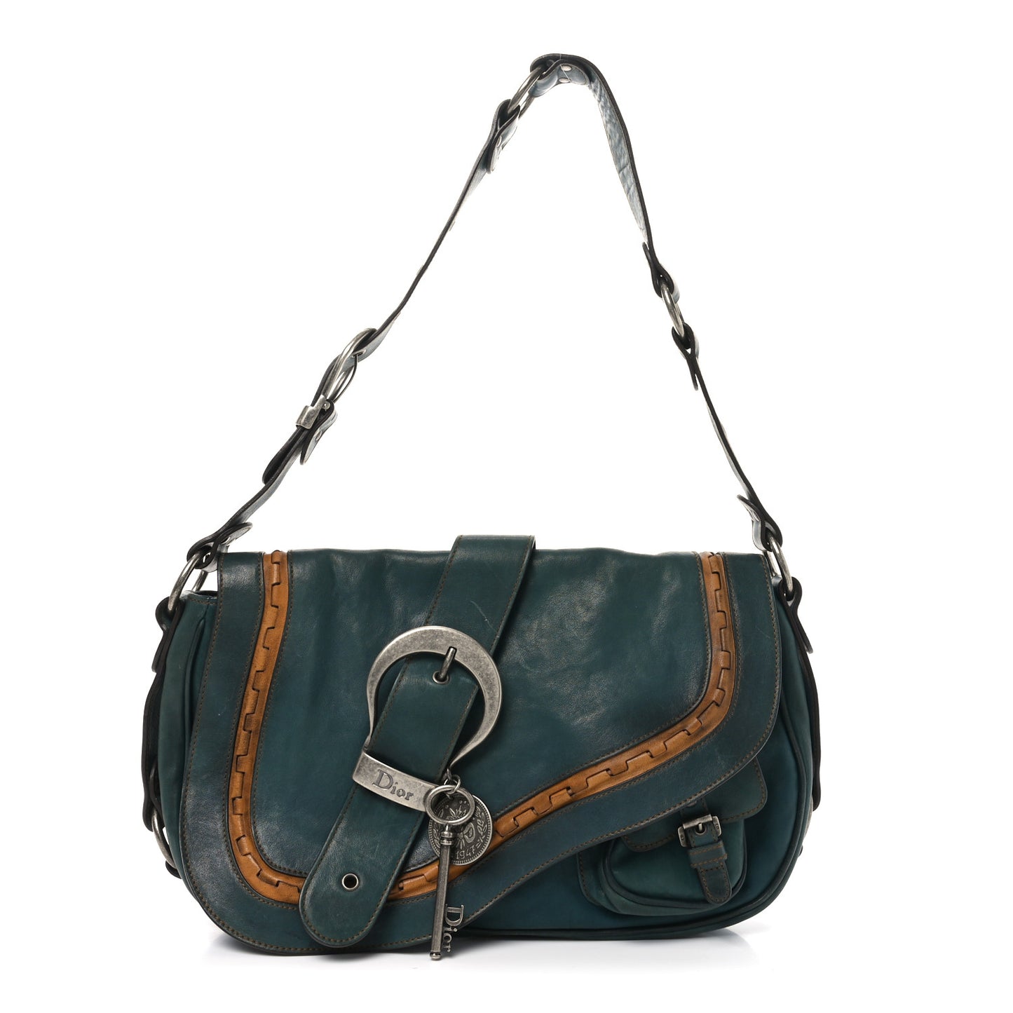 Calfskin Medium Gaucho Double Saddle Bag Dark Blue