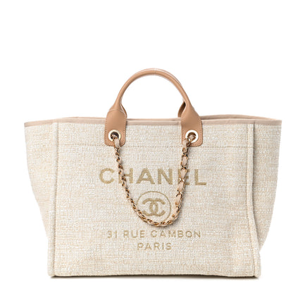 Chanel Canvas Medium Deauville Tote Light Beige 1 of 8