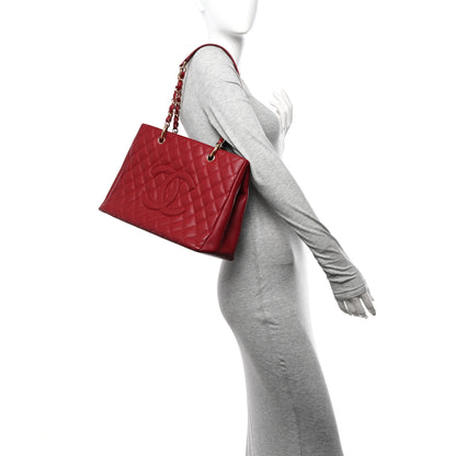Chanel Caviar Quilted Grand Shopping Tote GST Red 2 of 15
