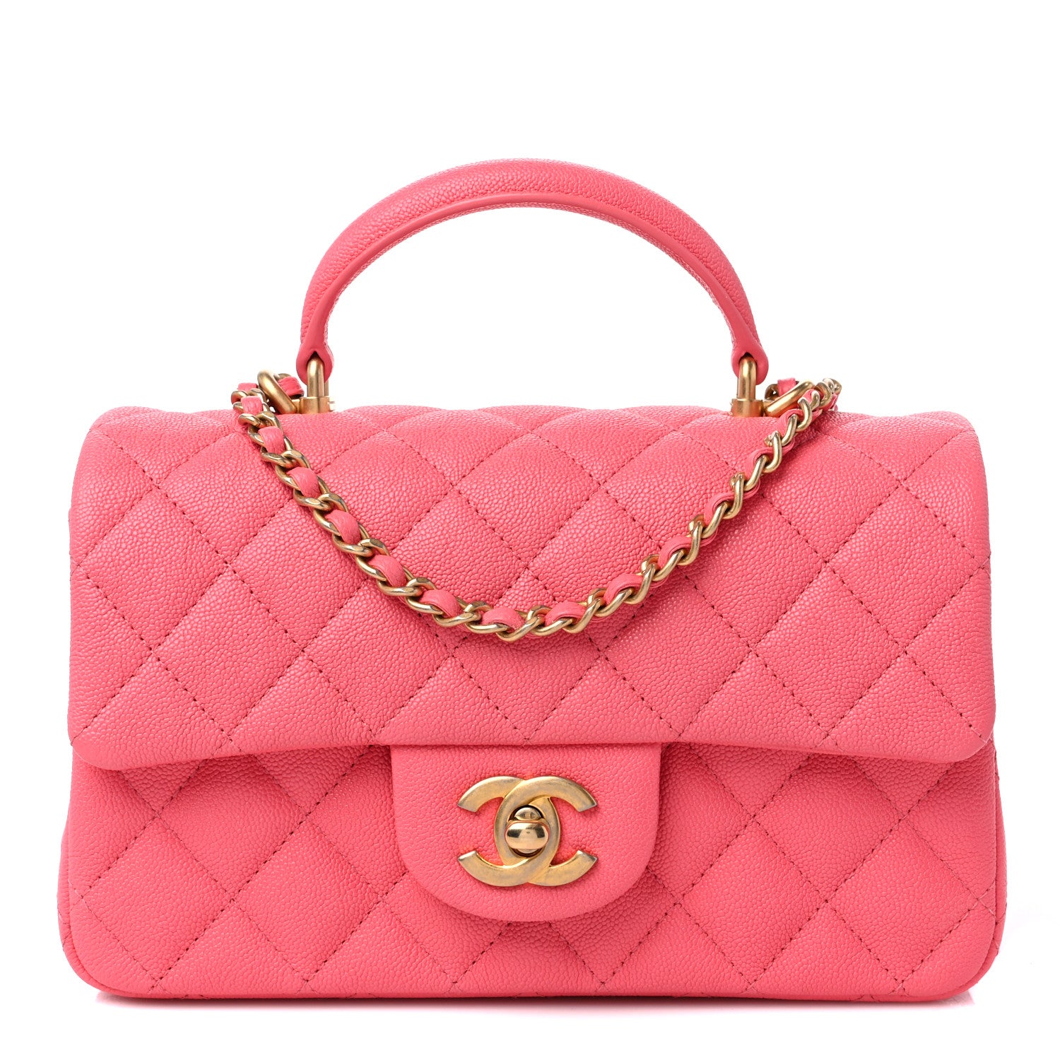 Chanel Caviar Quilted Mini Top Handle Rectangular Flap Pink 1 of 9
