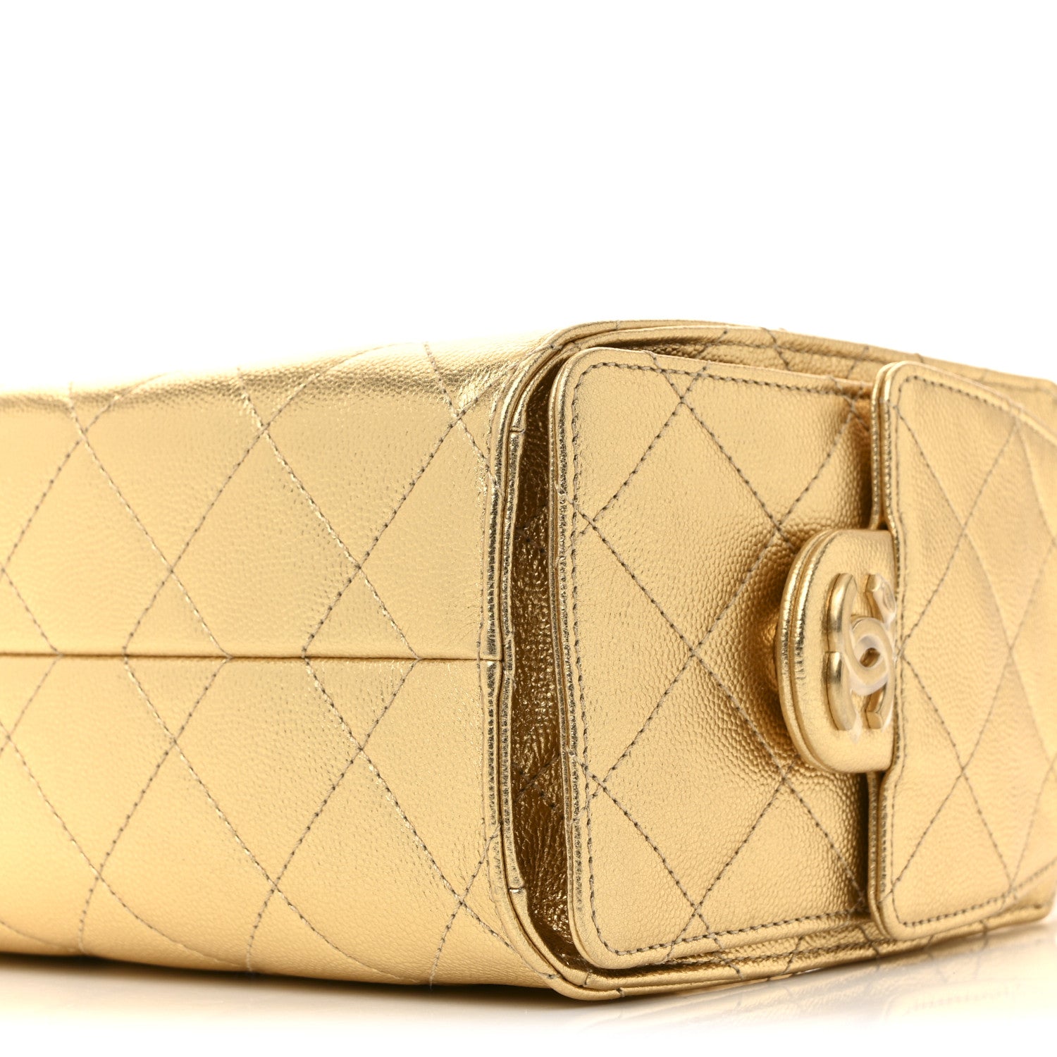 Chanel Metallic Caviar Quilted Mini Chanel 25 Handbag Gold 10 of 11