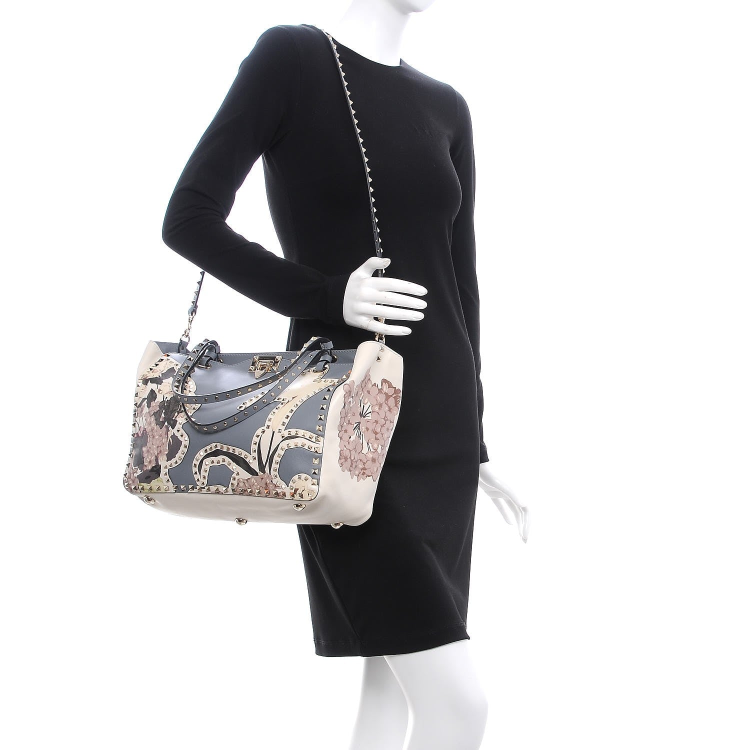 Valentino Garavani Vitello Monogram Kimono 1997 Print Medium Rockstud Tote Light Blue 2 of 7