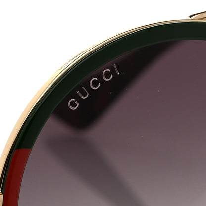 Gucci Metal Round Frame Sunglasses GG0061S Green Red 7 of 8